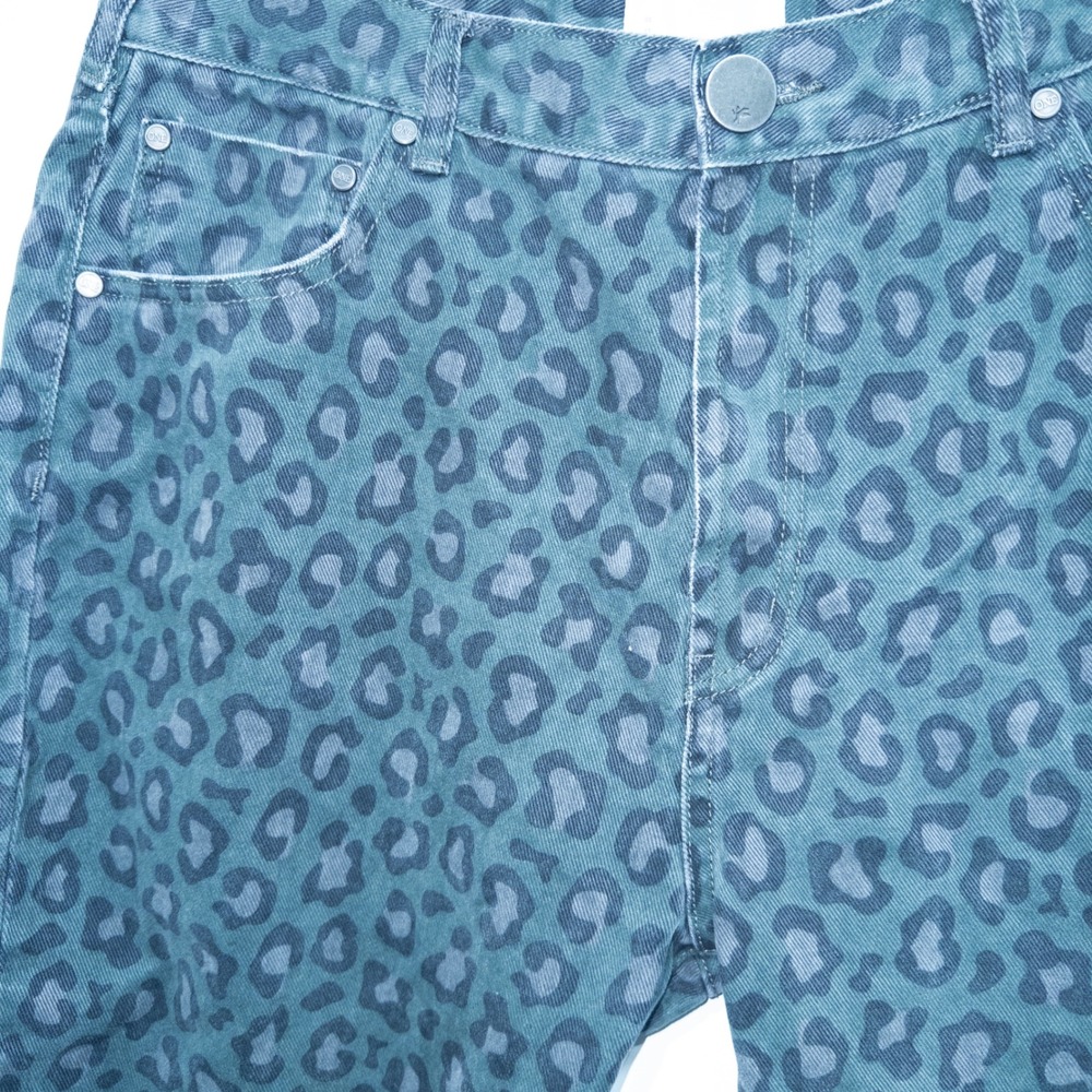 One Teaspoon Green Leopard Print Bandit Night Straight Jeans Size 32 - Picture 3 of 9